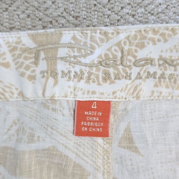 Tommy Bahama Tan and Cream Floral Hawaiian Linen Skirt - Size 4 - Picture 4 of 13